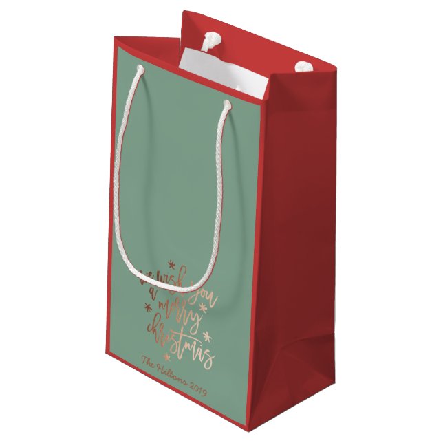 Wishing You A Merry Foil Christmas Colours Small Gift Bag (Back Angled)