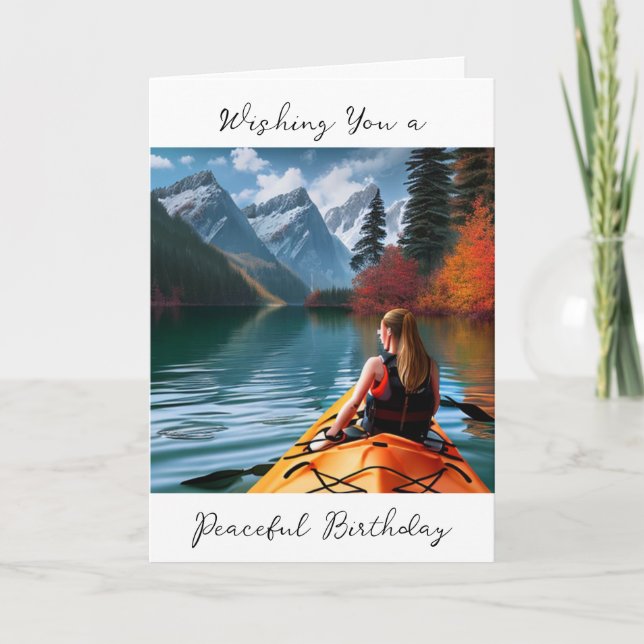 Wishing You a Peaceful Birthday | Kayaking Theme Card (Front)
