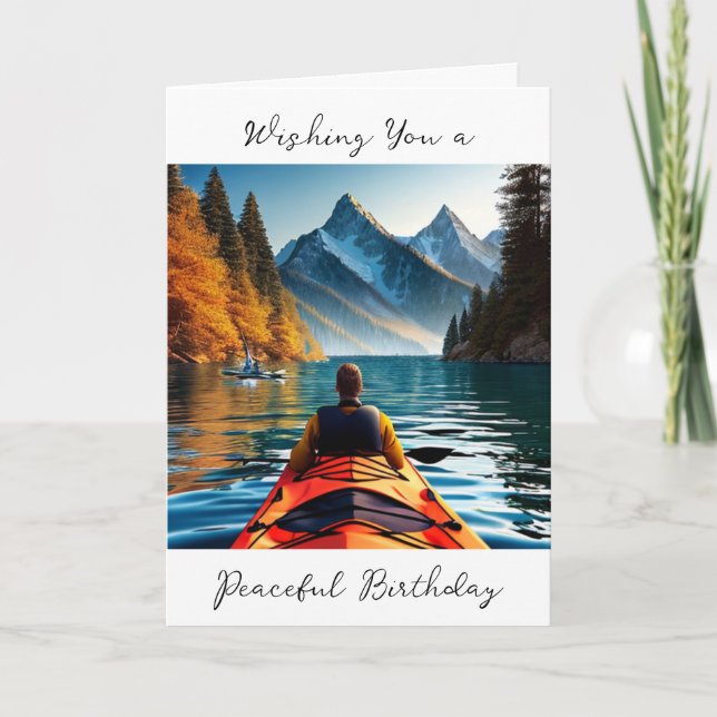 Wishing You a Peaceful Birthday | Kayaking Theme Card (Front)