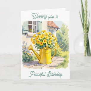 Wishing you a Peaceful Birthday   Yellow Flowers Card