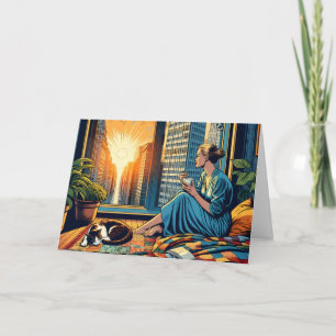 Wishing You a Peaceful Day   Woman with Coffee Card