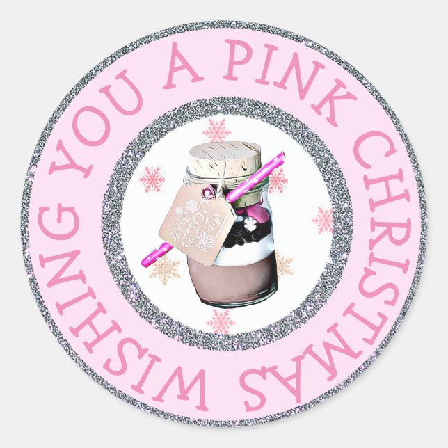 Wishing you a Pink Christmas Sticker (Front)