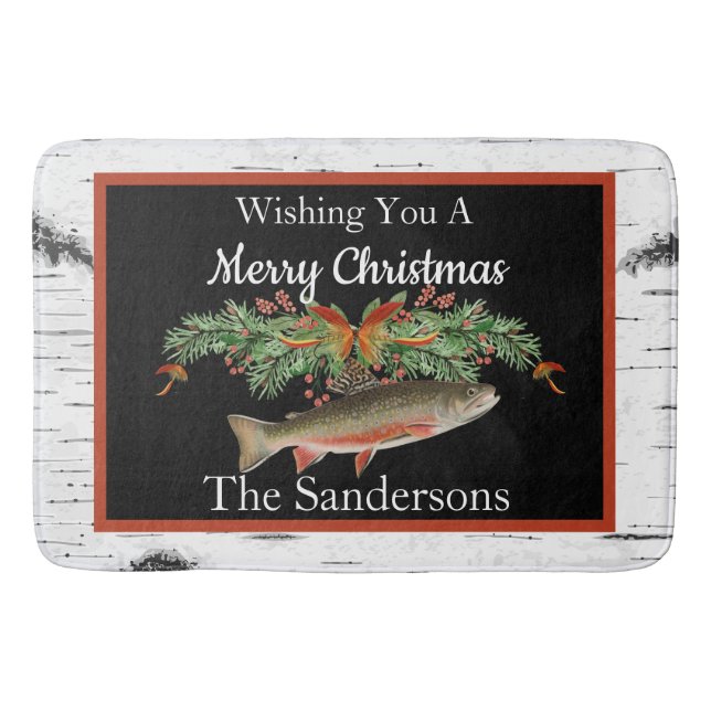 Wishing You a Reely Fly Fishmas, Fish Christmas  Bath Mat (Front)