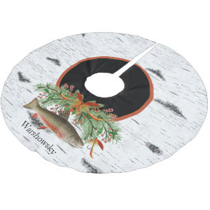 Wishing You a Reely Fly Fishmas, Trout Christmas  Brushed Polyester Tree Skirt