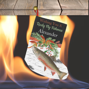 Wishing You a Reely Fly Fishmas, Trout Small Chris Christmas Stocking