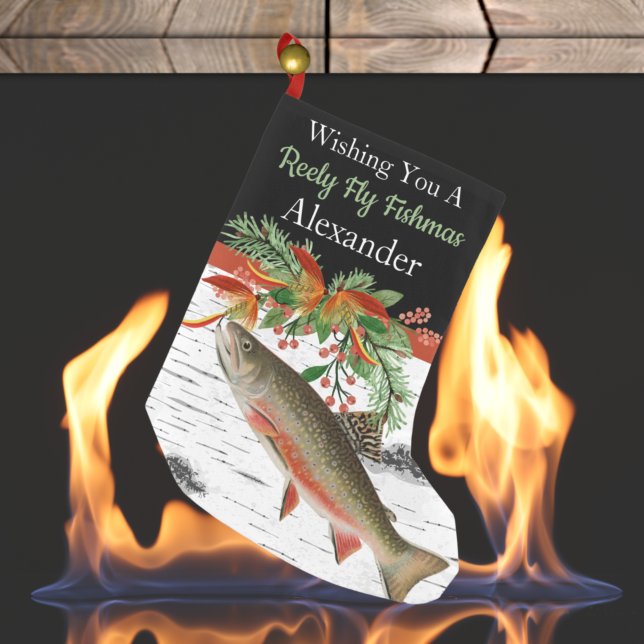 Wishing You a Reely Fly Fishmas, Trout Small Chris Small Christmas Stocking (Creator Uploaded)