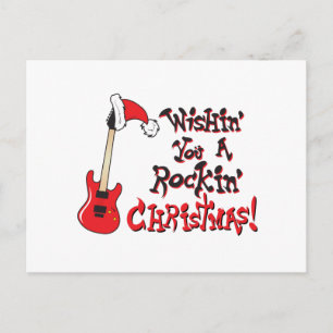 Wishing You a Rocking Christmas Guitar Invitation Postcard