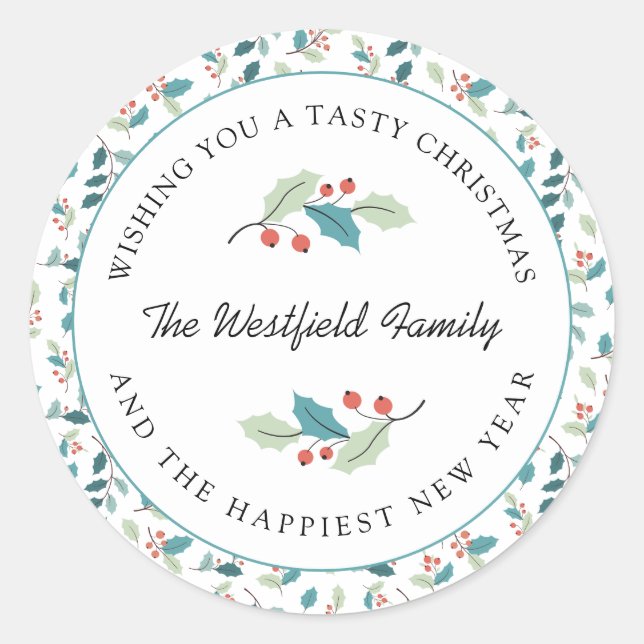 Wishing You a Tasty Christmas Classic Round Sticker (Front)