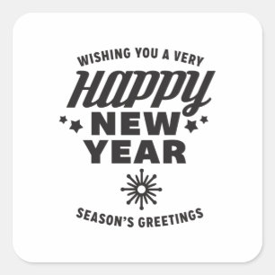Wishing You a Very Happy New Year Square Sticker