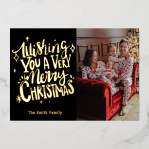 Wishing you a Very Merry Christmas Foil Holiday Ca