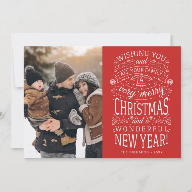 Wishing you a Very Merry Christmas Photo Holiday Card (Front)