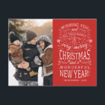 Wishing you a Very Merry Christmas Photo Postcard<br><div class="desc">Typography driven photo holiday cards with the words "Wishing you and all your family a very merry Christmas and a wonderful New Year".</div>
