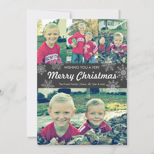 Wishing you a very Merry Christmas | snowflakes Holiday Card (Front)