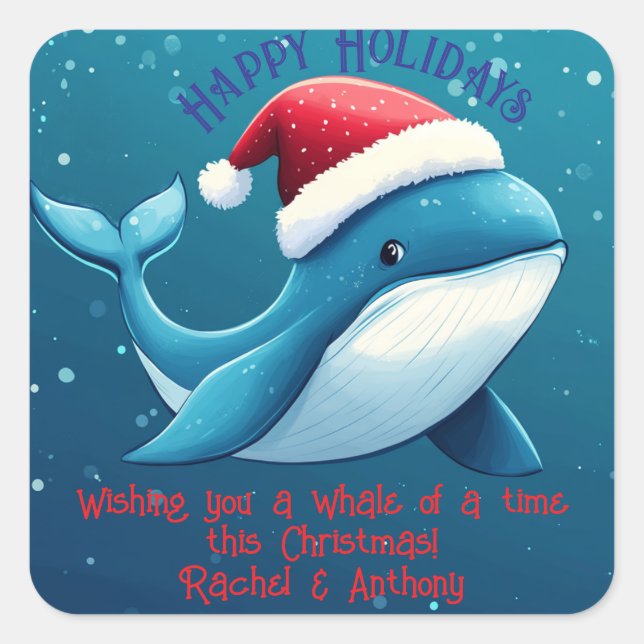 Wishing You A Whale Of A Time This Christmas  Square Sticker (Front)