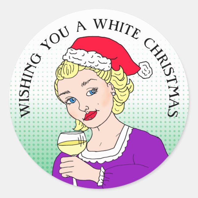 Wishing you a White Christmas Funny Holiday Classic Round Sticker (Front)