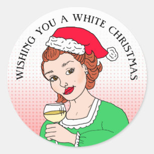 Wishing you a White Christmas Humour Holiday Classic Round Sticker