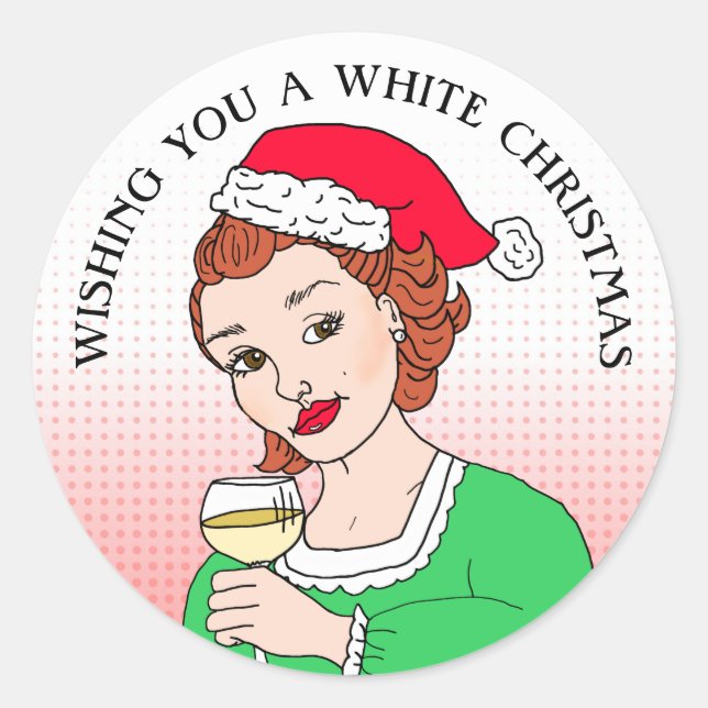 Wishing you a White Christmas Humour Holiday Classic Round Sticker (Front)
