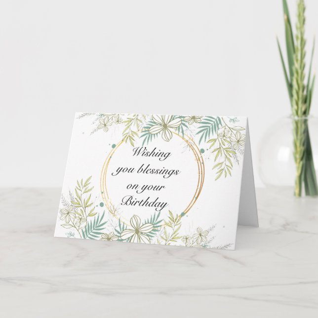 “Wishing You Blessings on Your Birthday” Note Card (Front)