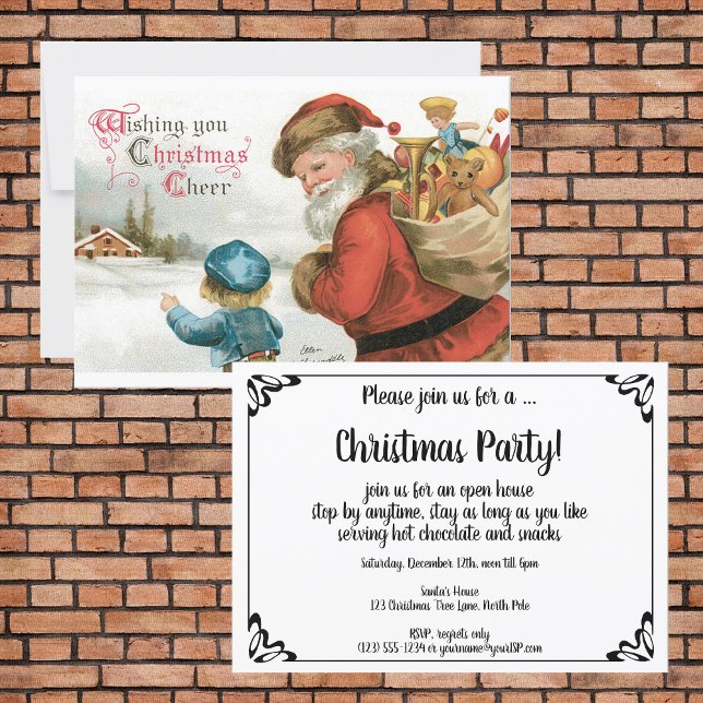 Wishing You Christmas Cheer by Ellen Clapsaddle Invitation (Creator Uploaded)