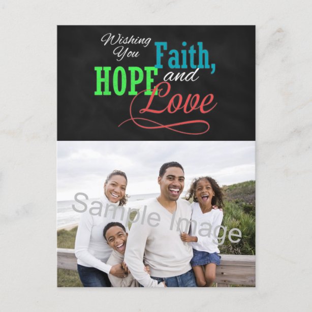 Faith Hope And Love Christian Postcards Christmas Cards | Zazzle UK