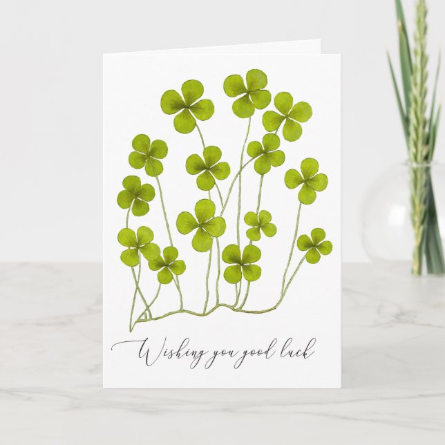 Wishing you Good Luck, Four Leaf Clover Greeting C Thank You Card (Front)