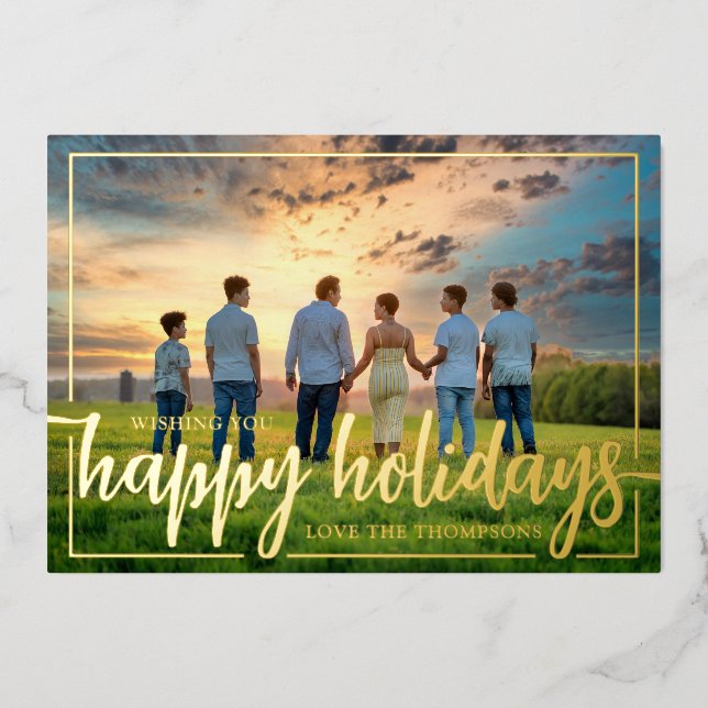 Wishing you Happy Holidays Photo Foil Holiday Card (Front)