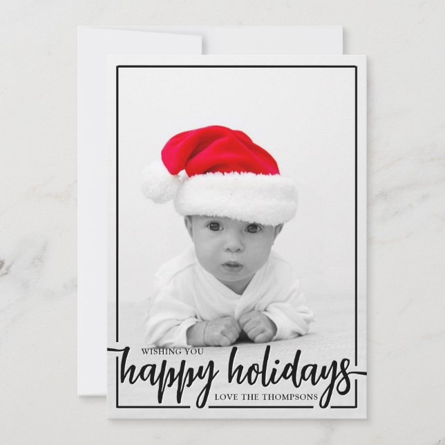 Wishing you Happy Holidays Vertical Photo Holiday Card (Front)