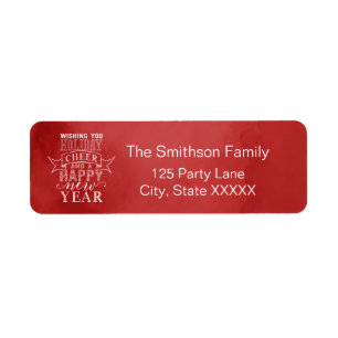 Wishing You Holiday Cheer Red Watercolor Address