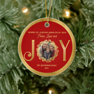 Wishing You Holiday Season Peace Love and Joy Ceramic Tree Decoration
