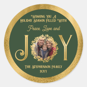 Wishing You Holiday Season Peace Love and Joy Classic Round Sticker