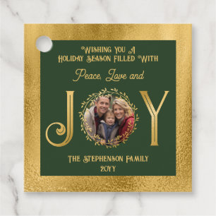 Wishing You Holiday Season Peace Love and Joy Gift Favour Tags