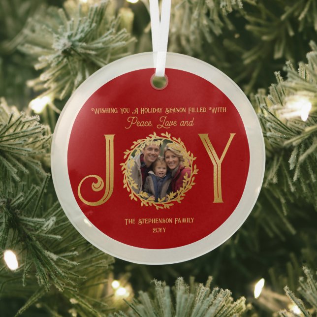Wishing You Holiday Season Peace Love and Joy Glass Tree Decoration (Insitu)