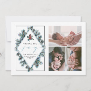Wishing You Joy Holiday Photo Collage Card