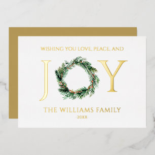 Wishing You Love Peace And Joy Gold Christmas Foil Holiday Card