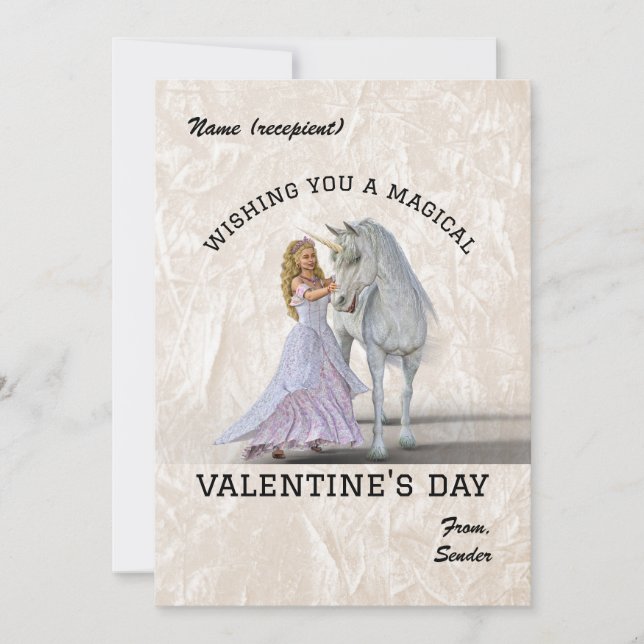 Wishing you magical Valentine's Day - Unicorn Holiday Card (Front)