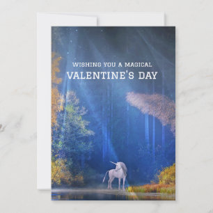 Wishing you magical Valentine's Day Unicorn scene Holiday Card