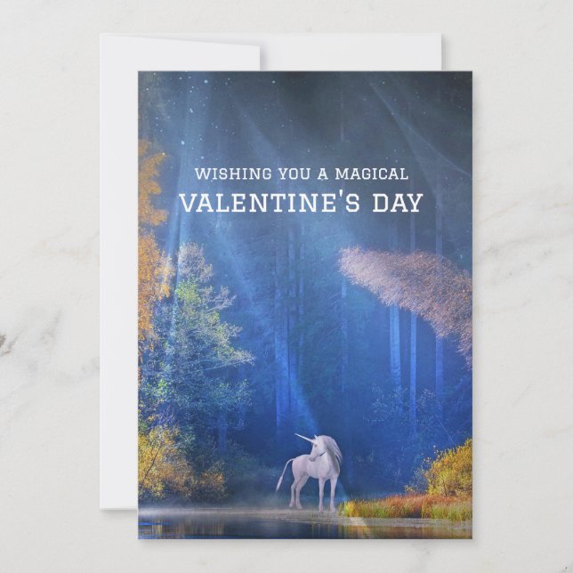 Wishing you magical Valentine's Day Unicorn scene Holiday Card (Front)