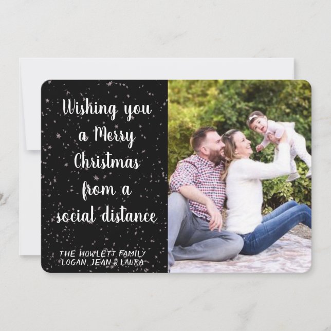 Wishing you Merry Christmas Social Distance Photo Holiday Card (Front)