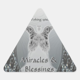 Wishing You Miracles & Blessings Triangle Sticker