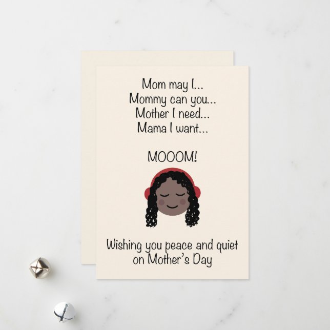 Wishing you Peace and Quiet on Mother's Day POC Holiday Card (Front/Back In Situ)