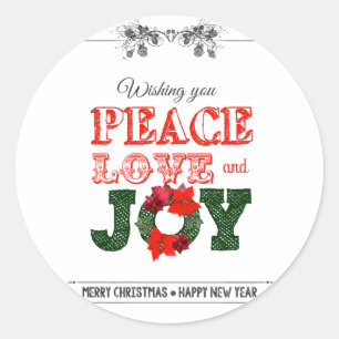 Wishing you peace love and Joy Classic Round Sticker