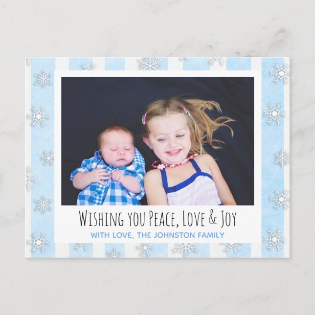 Wishing you Peace, Love & Joy Photo Christmas Card (Front)