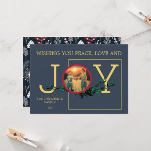 Wishing you Peace Love Joy photo Christmas card