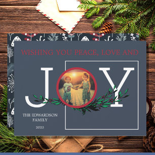 Wishing you Peace Love Joy photo Christmas card