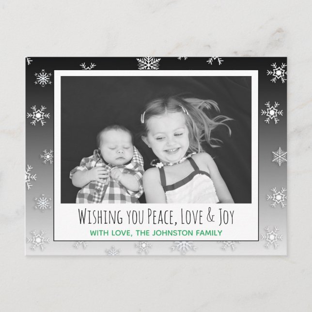 Wishing you Peace, Love & Joy Photo Christmas Card (Front)