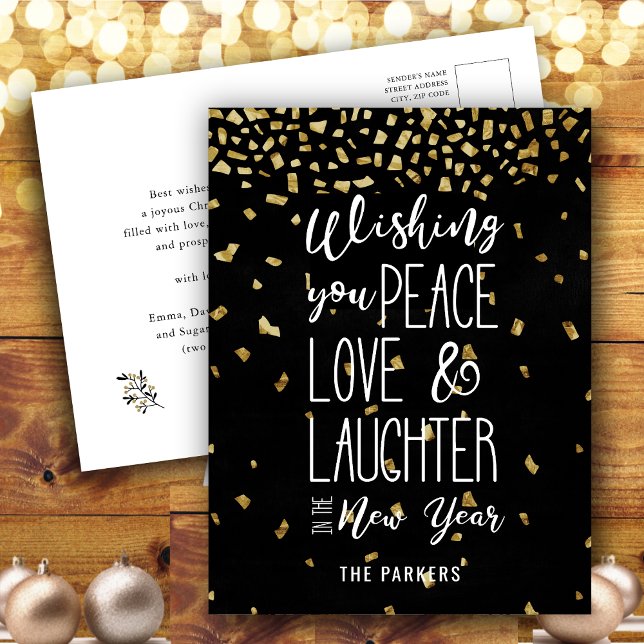 Wishing You Peace Love Laughter In The New Year | Holiday Postcard (Creator Uploaded)