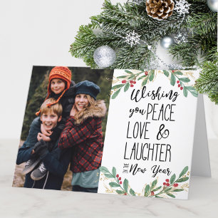Wishing You Peace Love Laughter New Year Holiday Card