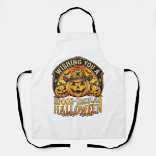 Wishing You Spook Tacular Halloween Pumpkins Cowbo Apron