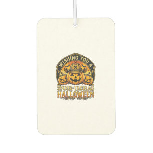 Wishing You Spook Tacular Halloween Pumpkins Cowbo Car Air Freshener