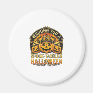 Wishing You Spook Tacular Halloween Pumpkins Cowbo Magnet